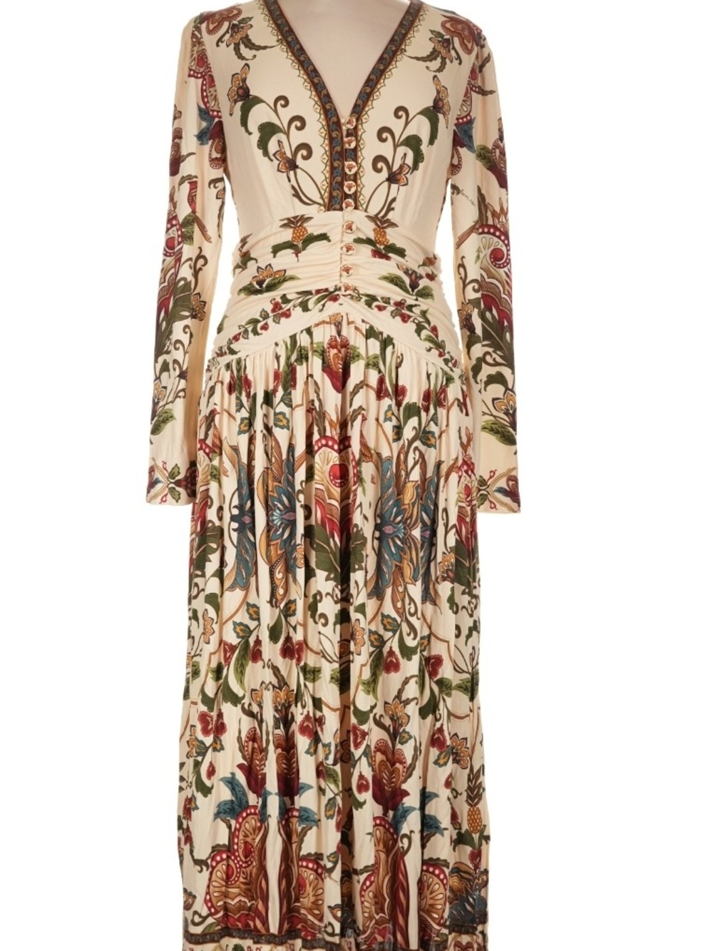 FARM Rio Cream Floral V-Neck Long-Sleeve Maxi Dress - Picture 3 of 9